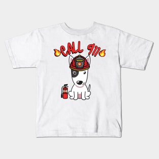 Firefighter Bull Terrier Kids T-Shirt